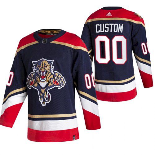 Men Florida Panthers 00 Custom Blue NHL 2021 Reverse Retro jersey